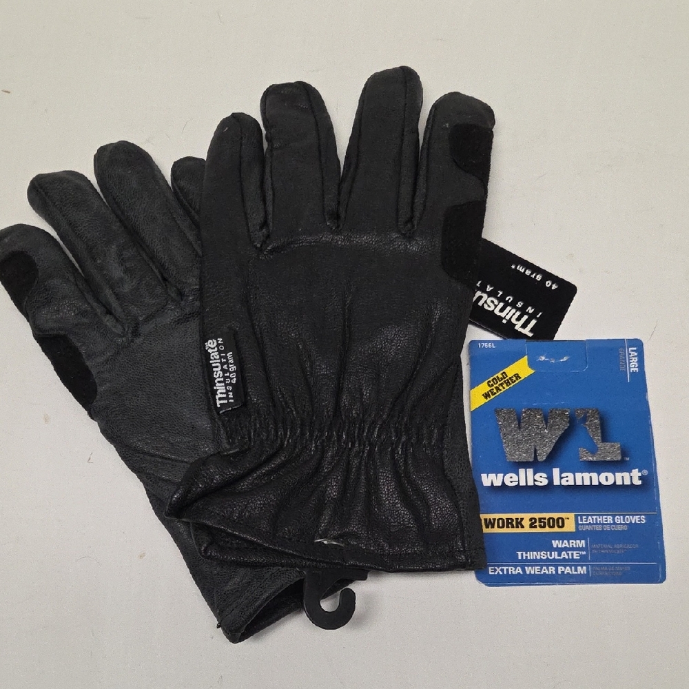 Wells Lamont Men's Black Leather Work Gloves